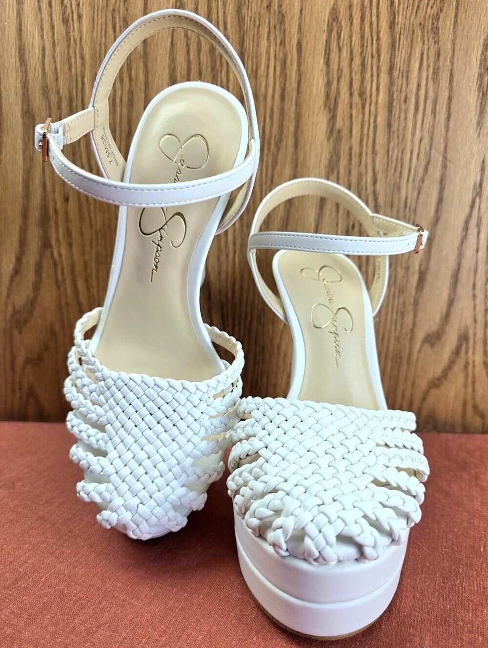 Jessica Simpson Basketweave Inaia Platform Heels, White - Picture 2 of 16